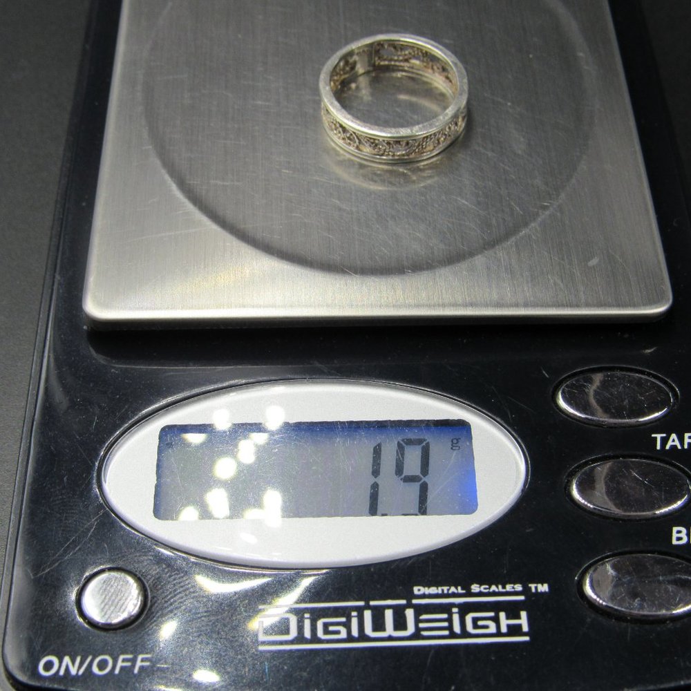 Size 5 Sterling Silver Light Filigree Style Band - Picture 7 of 7